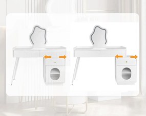 Set Masa toaleta alba, 100 cm cosmetica machiaj, oglinda cu LED, masuta vanity cu Riflaj - SEA490