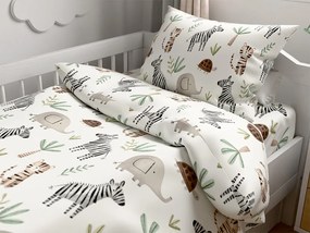 Set de lenjerie de pat din microfibra pentru patut cu cearsaf JUNGARI, crem