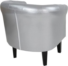 Fotoliu club Chesterfield cu taburet, argintiu