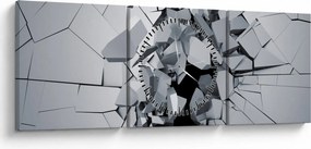 Tablou abstracție 3D (cu ceas) (90x30 cm)