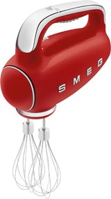 Mixer manual SMEG 50's Style HMF01RDEU, 250 W, 9 viteze, Functie Turbo, Afisaj LED, Timer, Accesorii, Rosu