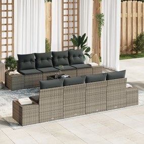 vidaXL Set de mobilier de grădină 9 piese cu perne gri din rattan sintetic