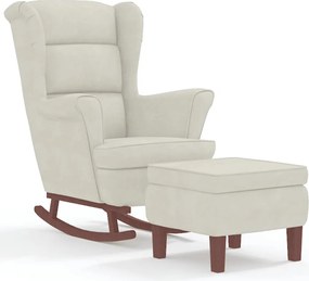 vidaXL Balansoar cu spătar din catifea crem și lemn masiv