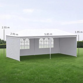 Outsunny Cort Pliabil pentru Grădină, Petreceri și Evenimente, cu Panouri Detașabile, Structură Oțel și PE, 5.85x2.95m, Alb | Aosom Romania