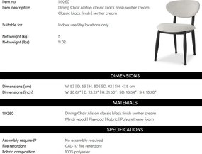 Scaun design elegant LUX Allston, sentier cream/ negru