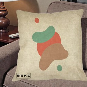 Perna Decorativa Abstract Forme Fluide Coral, 40x40 cm, Crem, Husa Detasabila, Perna Inclusa, BEKZ®