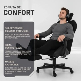 LUMINA X-Motion Relax – Confort Ergonomic cu Masaj Lombar și Relaxare Extinsă, Textil, Negru