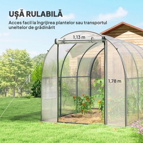 Outsunny Sera 3 x 2 x 2m cu Usa Rulanta si Fereastra, Transparent | Aosom Romania