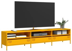 vidaXL Dulap TV, galben muștar, 202x39x43,5 cm, oțel laminat la rece