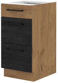 Dulap inferior de bucătărie Virion 40 D 3S BB QUADRO (Stejar lancelot + lemn închis). 1046292