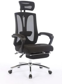 Scaun ergonomic, reglabil, tetiera, spătar Mesh, Negru,