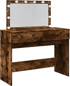 vidaXL Masă de toaletă cu LED, stejar afumat, 100x40x120 cm