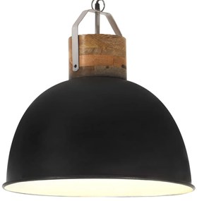 Lampa suspendata industriala, negru 51 cm lemn mango E27 rotund Negru, 51 cm