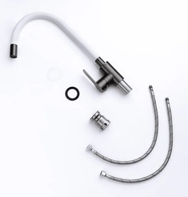 Baterie bucătărie cu pipă flexibilă - 268 oțel inoxidabil Satinat P14A