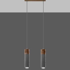 Lustră pe cablu ZANE 2xGU10/40W/230V beton/lemn Sollux SL.0966