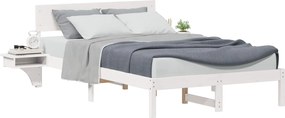 vidaXL Cadru de pat cu headboard Alb 120 x 190 cm Lemn de pin masiv
