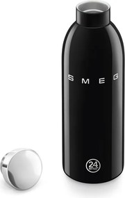 Sticla termos SMEG Clima 50's Style WBF01BL, 500 ml, Inchidere ermetica, Pereti dubli, Otel inoxidabil 18/8, Negru