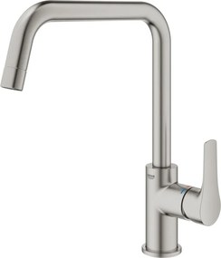 Baterie bucatarie Grohe Eurosmart Supersteel mat cu pipa inalta