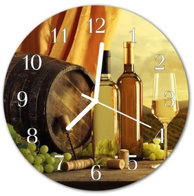 Ceas de perete din sticla rotund Vin Barrel Alimente și băuturi Multi-colorat
