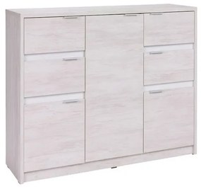 Supermobel Comodă combinată DENVER K3D4SZ, 135x90x40, stejar alb