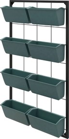 Outsunny Suport pentru Plante, 8 Ghivece Stivuibile, Rezistente la Intemperii, 52.5 x 14 x 90 cm, Gri + Negru | Aosom Romania