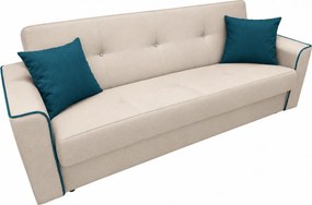 Canapea VERA extensibila, 3 locuri, lada de depozitare, stofa bej cu turcoaz, 225x90x90 Stofa, Bej + Turcoaz