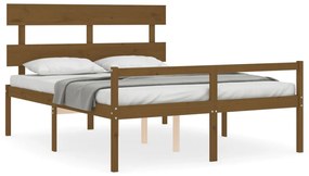 3195359 vidaXL Cadru de pat senior cu tăblie, maro miere, king size lemn masiv
