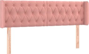 vidaXL Tăblie de pat cu aripioare roz 147x16x78/88 cm catifea