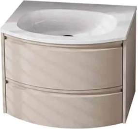 Set dulap baza suspendat KolpaSan Joy 2 sertare 60 cm finisaj light grey cu lavoar alb