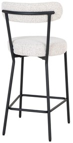 Badalona bartool, taburet, alb, picioare negre