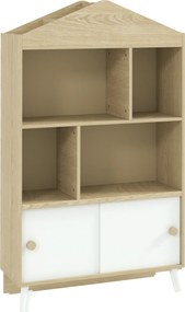 AIYAPLAY Bibliotecă pentru Copii cu 4 Cuburi Deschise și Rafturi Superioare, 80x30x140.5 cm, Alb | Aosom Romania