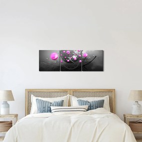 Tabloul cu bile roz (cu ceas) (90x30 cm)