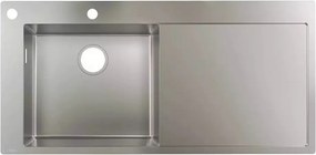 Chiuveta bucatarie Hansgrohe S71 inox 104.5x51 cm picurator stanga cu orificiu buton control