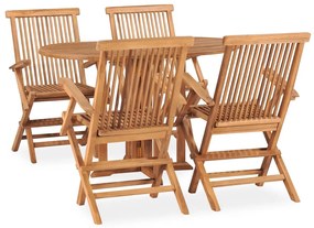 vidaXL Set mobilier de exterior pliabil, 5 piese, lemn masiv de tec