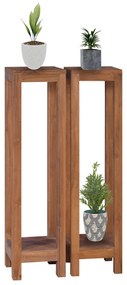 vidaXL Suporturi de plante, 2 piese, 25x25x100 cm, lemn masiv de tec