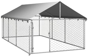 Padoc pentru caini de exterior, cu acoperis, 400x200x150 cm