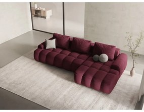 Colțar burgundy extensibil/cu spațiu de depozitare (cu colț pe partea dreaptă/cu șezlong) Linz – Cosmopolitan Design