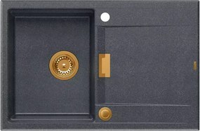 Chiuveta compozit incastrata Quadron Unique Oven negru diamant - cupru 76x50 cm