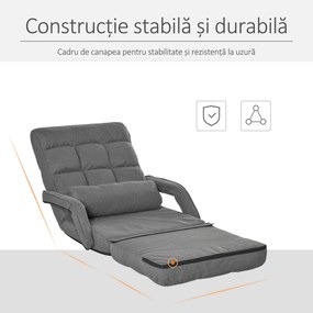 Fotoliu Pat HOMCOM reglabil pe 5 nivele 78x62x70cm, gri | Aosom Romania