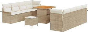 vidaXL Set de canapele pentru grădină cu pernă 11 pcs Bej și crem