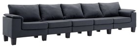 287101 vidaXL Canapea cu 5 locuri, gri închis, material textil