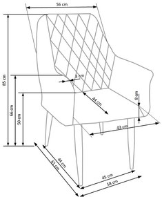 Scaun tapitat K287 gri - H 85 cm