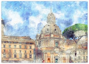 Tablou pe sticlă - Biserica Santa Maria di Loreto, Roma, Italia (70x50 cm)