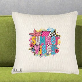 Perna Decorativa Summer Vibes Colorata, 40x40 cm, Crem Reliefat, Husa Detasabila, Perna Inclusa, BEKZ®