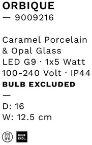 Aplica baie protectie IP44, Portelan, Caramel, ORBIQUE 16cm