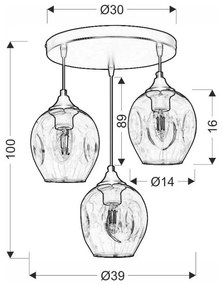 Lustră neagră cu abajur din sticlă Aspa – Candellux Lighting