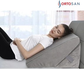 RESIGILAT Pernă sprijin, inclinata, reglabilă de la 22 la 30 cm, spumă cu memorie, lavabilă la mașină, catifea, Gri
