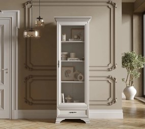 Vitrina Idento, 1 Usa 1 Sertar, H 210 CM, MDF Alb Alpin