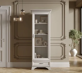 Vitrina Idento, 1 Usa 1 Sertar, H 210 CM, MDF Alb Alpin