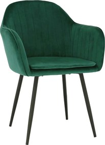 Scaun ZIRKON, verde smarald/negru, catifea/metal, 56x55x82 cm